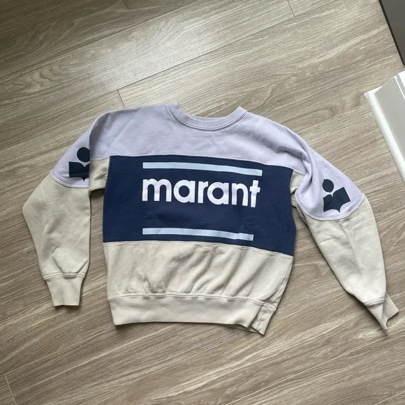 Isabel Marant Etoile Colorblock Gallian Sweater Light Blue Sz 40/L - Picture 6 of 15